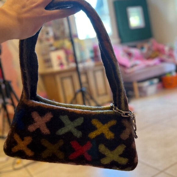 Carboot handmade made to order very very rare felted shoulder bag made cross - Picture 2 of 9